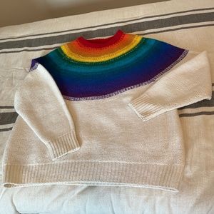 Unisex wool handmade rainbow crew neck sweater mens LG/womensXL